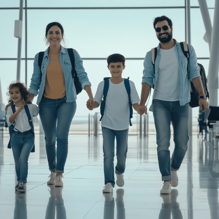 Family using luggage shipping at the airport for stress-free travel